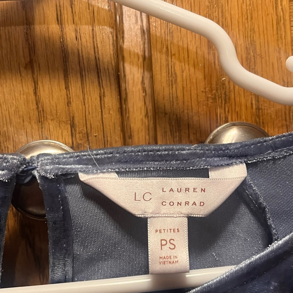 LC Lauren Conrad Shimmering Navy Velvet Blouse - Picture 3 of 5